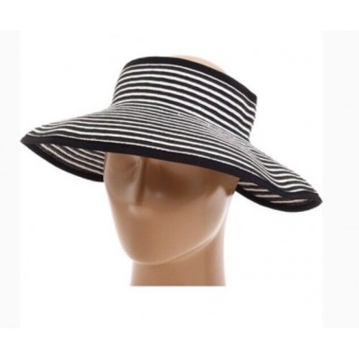 New/San Diego Hat Company 's Raffia Roll Up Visor~Ultra braid~Black/White  eb-72678959